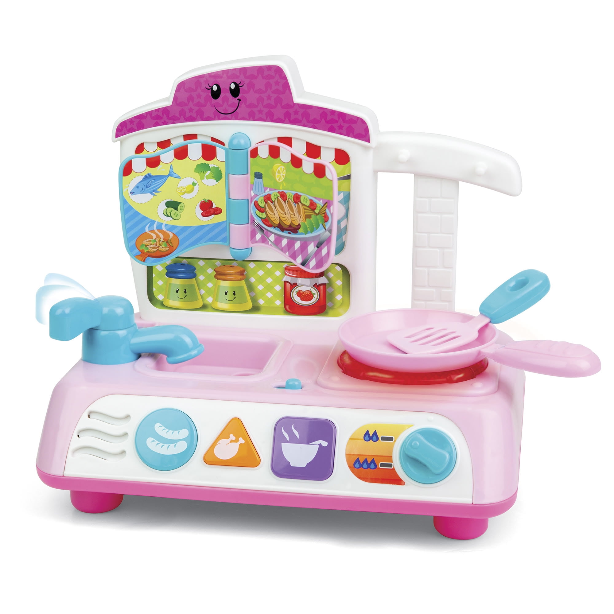 Winfun: Mycook Master Kitchen - Pink - Lights & Sounds, Culinary & Food Pretend Play Set, Chef Pan & Spatula, Sensory Toy, Toddlers & Kids Ages 18mo+