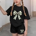 thumbnail image 6 of Yeaiivve Girls Athletic Sets Cute Graphic Short Sleeve Tops and Yoga Shorts Workout Running Gym Summer Outfits for 4-15 Years, 6 of 7