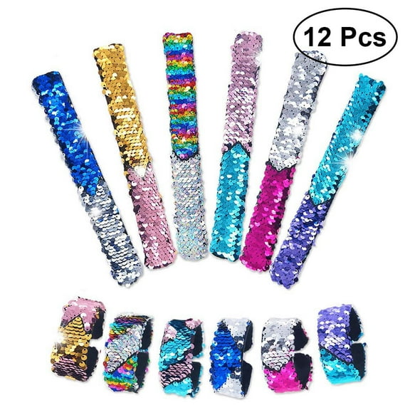 GOOHOCHY 12Pcs Two Color Sequin Slap Bracelets for Kids Party Favors 01 12 Style