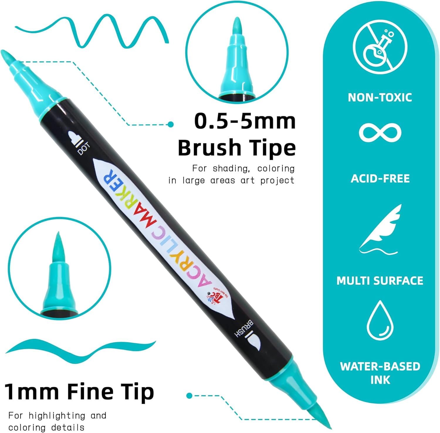 TBC The Best Crafts 108 Colors Dual Tip Acrylic Paint Markers, Waterproof & Non-Toxic