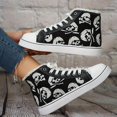thumbnail image 3 of Women's Luminous Skull Pattern Sneakers, Halloween High Top Skate Shoes, Casual Flat Canvas Trainers, 3 of 4