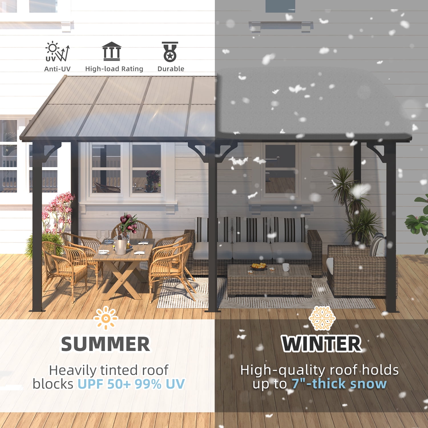 AECOJOY 10' x 14' Hardtop Gazebo Outdoor Aluminum Pergola for Garden, Patio, Backyard-Gray