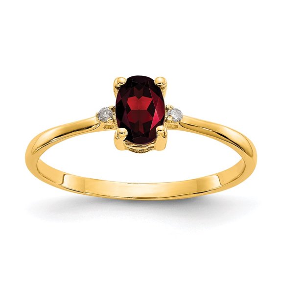 Auriga 14k Yellow Gold Diamond & Garnet Birthstone Ring for Women Size- 6