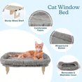 thumbnail image 2 of Cat Bed for Window Sill Cat Window Perch with Bolster and Removable Washable Cover Window Hammock with Sturdy Wood Frame for Large Cats Pet Beds for Indoor Cats by Gray, 2 of 7