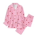 thumbnail image 3 of Womens Valentines Pajamas Sets Long Sleeve Button Down Shirts and Casual Pants Comfortable 2 Piece Home Sleepwear for Women Pink L, 3 of 9