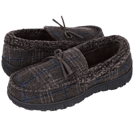 

Berhood Mens Moccasin Slippers Mens Memory Foam House Slippers Indoor Outdoor Bedoom Shoes Anti-slip Rubber Sole Coffee 9