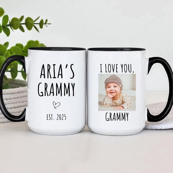 Grammys Grandchild Photo Mug Custom Picture Coffee Cup, Gift for Grandma