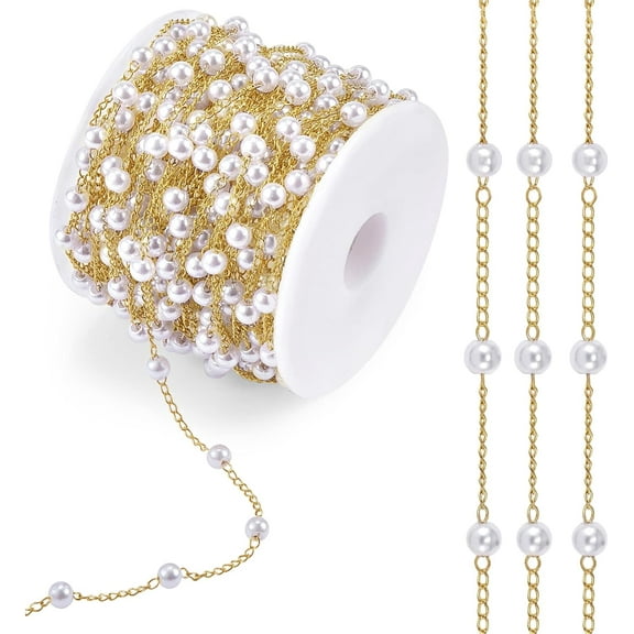 10 Meters Pearl Beading Chain with Spool Copper Necklace Bracelets Chains for Jewelry Making Crafts Supplies