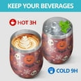 thumbnail image 4 of 12oz Stemless Wine Tumblers Happy Halloween Pattern Vacuum Insulated Stainless Steel Travel Tumbler Cups Mug with Lid and Straw for Champaign,Cocktail,Beer with Cleaning Brush, 4 of 5
