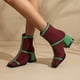 thumbnail image 2 of NECHOLOGY Botas Mujer Adulto Femenino Zapatos Botines mujer Botines gruesos de tacón con punta cuadrada y cremallera trasera aterciopelada de color sólido para mujer (Wine, 7.5), 2 of 7