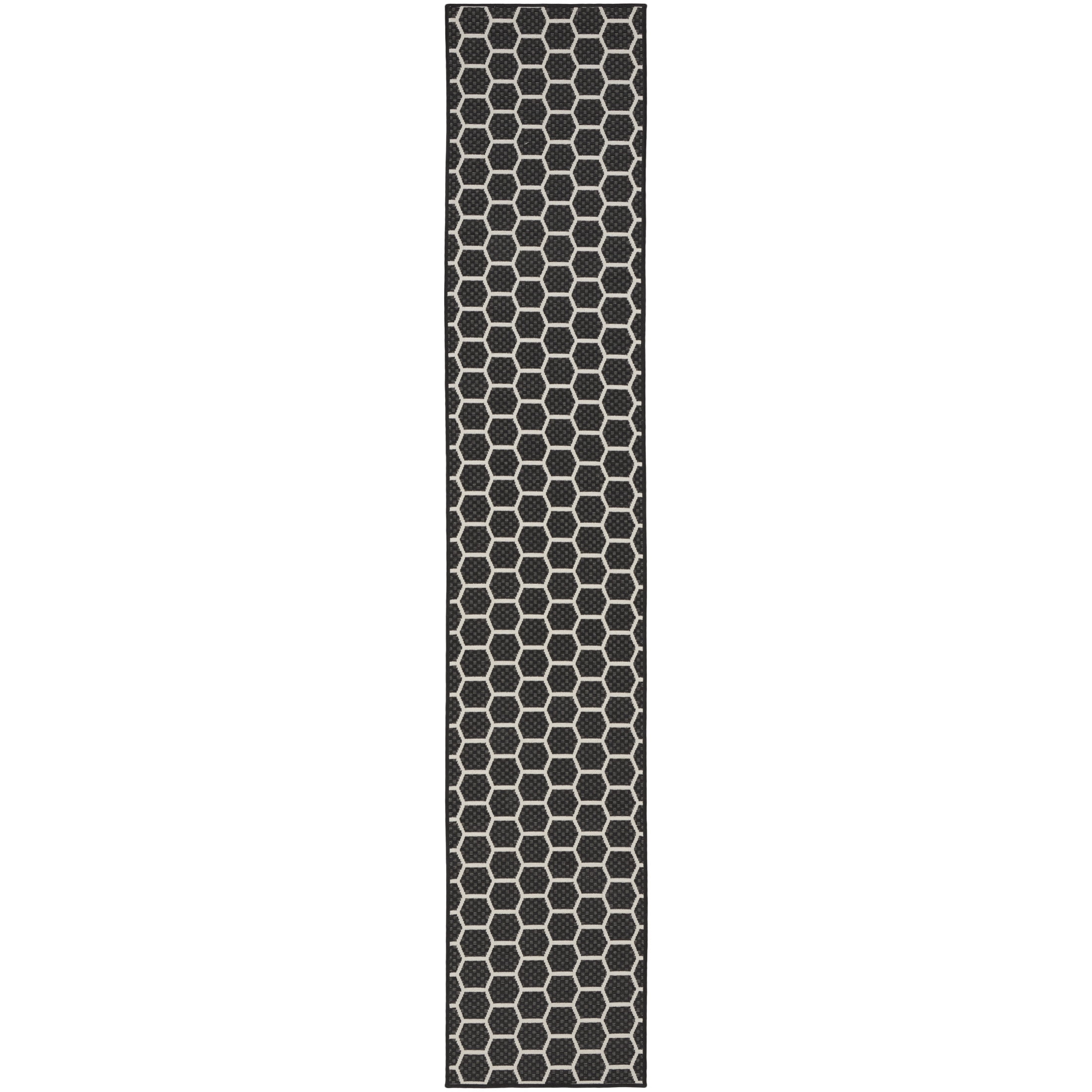 Nourison Twist Reversible 2'2" x 12' Black Modern Rug