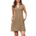 thumbnail image 1 of Vestido EVALESS caqui para mujer, primavera y verano, cuello en V, sin mangas, 1 of 6