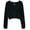 Black, variant on Women's Cropped Sweater Long Sleeve Eyelet Cable Lace Up Goth Crop Tops