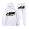 thumbnail image 1 of Clearance sale!Womens Plush Long Sleeved Pants Loose Fitting Pullover With Letter Print And Rope Hoodie Two-piece, 1 of 2