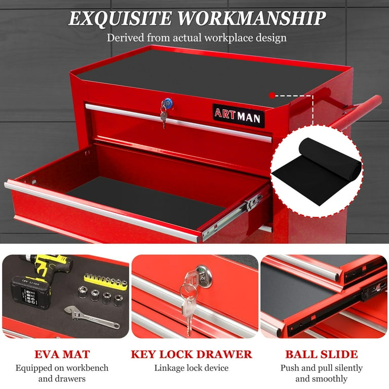Seizeen Heavy Duty Mobile 5-Drawer Rolling Tool Box, Metal