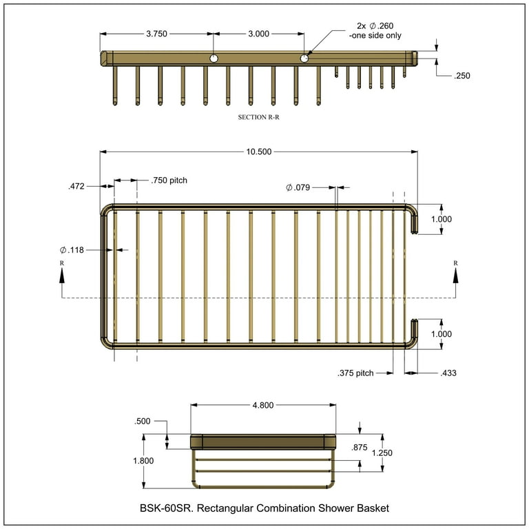 Allied Brass Rectangular Combination Shower Basket in Unlacquered Brass Allied Brass Rectangular Combination Shower Basket in Unlacquered Brass