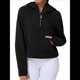 thumbnail image 3 of Sudadera con Capucha para Mujer, de Larga, Corta, con Media Cremallera y Bolsillos con Orificio para el Pulgar. Negro L, 3 of 10