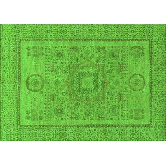 Ahgly Company Indoor Rectangle Abstract Green Modern Area Rugs, 7' x 9'