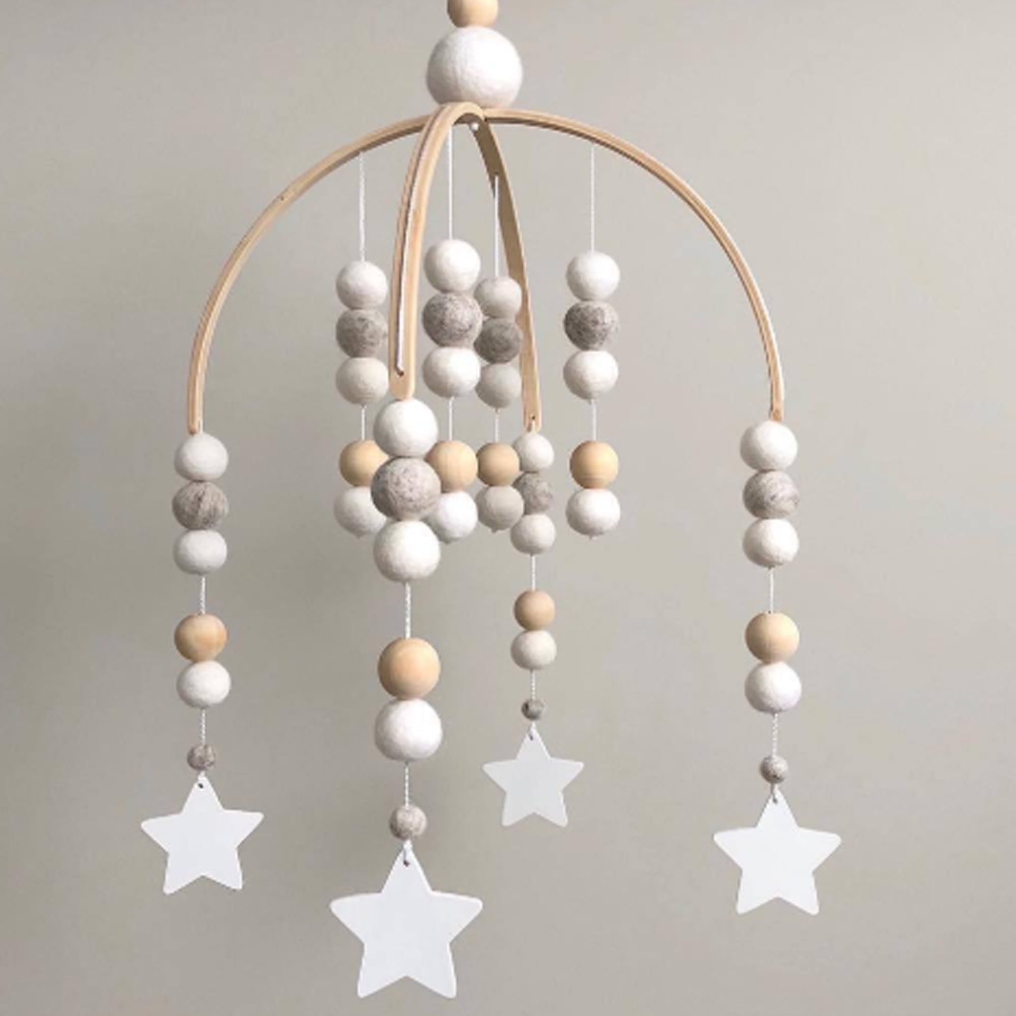 Baby Crib Moblie Felt Nursery Ceiling Mobile for Unisex Babies Bed Room Decor Ornaments Photography Props Handmade Baby Shower Gift Fox - Grey 