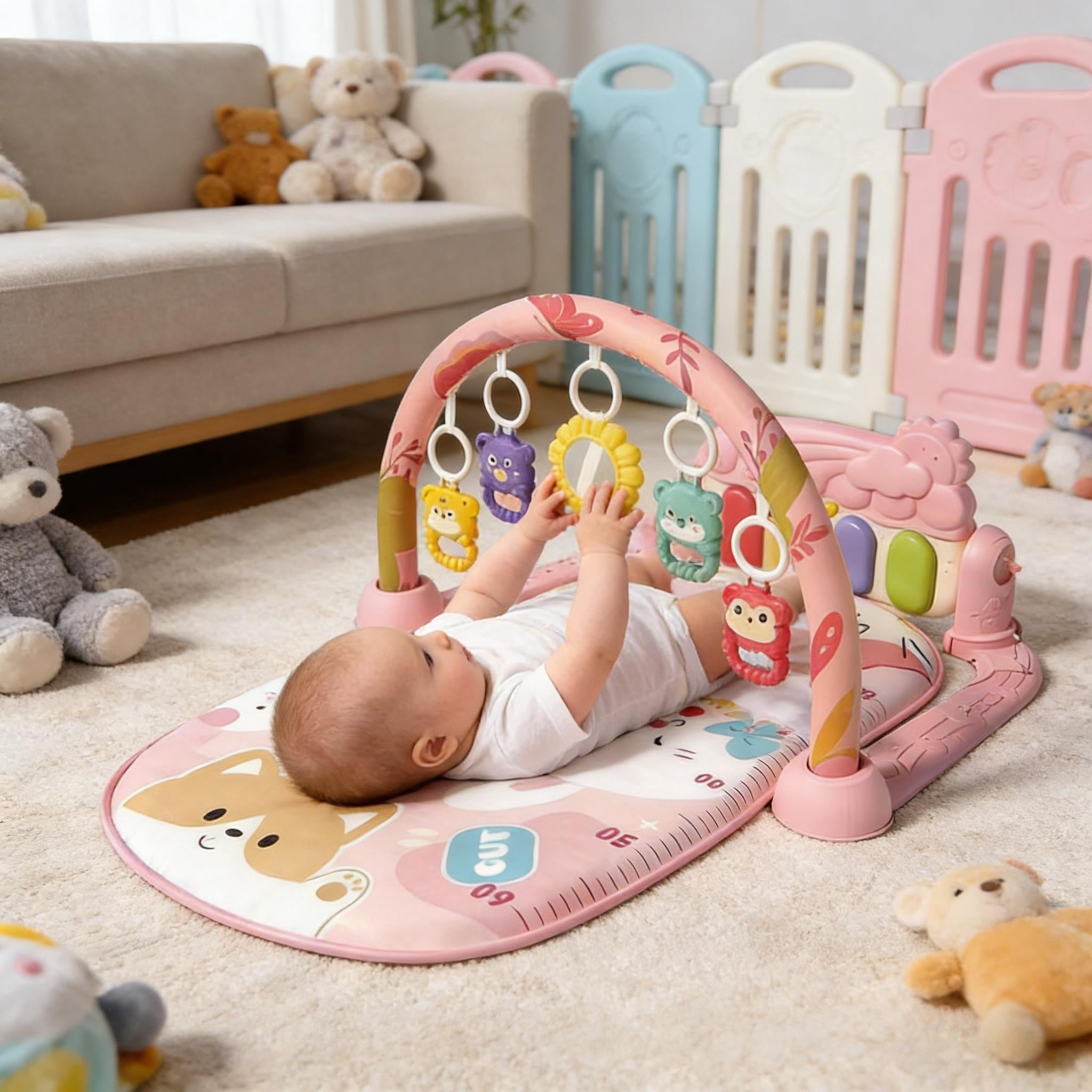 Cochildor Baby Play Gym Mat, Tummy Time Mat for Babies, 3 in 1 Kick and Play Piano Playmat, Baby Gift for Toddler Infants Age 0-36 Months