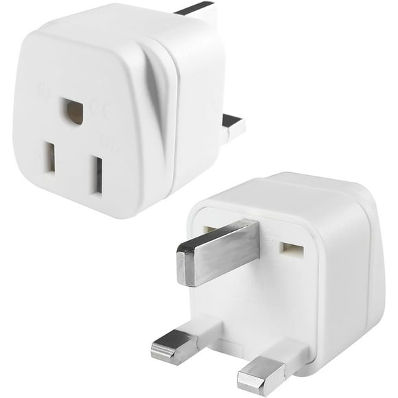 US to UK Plug Adapter, UK adapters for Travel, Type G Plug Adapter, for US to Canada, Japan to UK, Hong Kong Ireland, Scotland, England, London(2-Pack White)