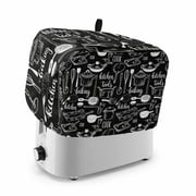 Black Kitchen Tools Toaster Cover 2 Slice, Modern Cooking Utensil Farmhouse Cookware Dustproof Bakeware Oven Protector with Hook, Waterproof Small Kitchen Appliance Toasters Dust Cover, 12"x7.5"x8"