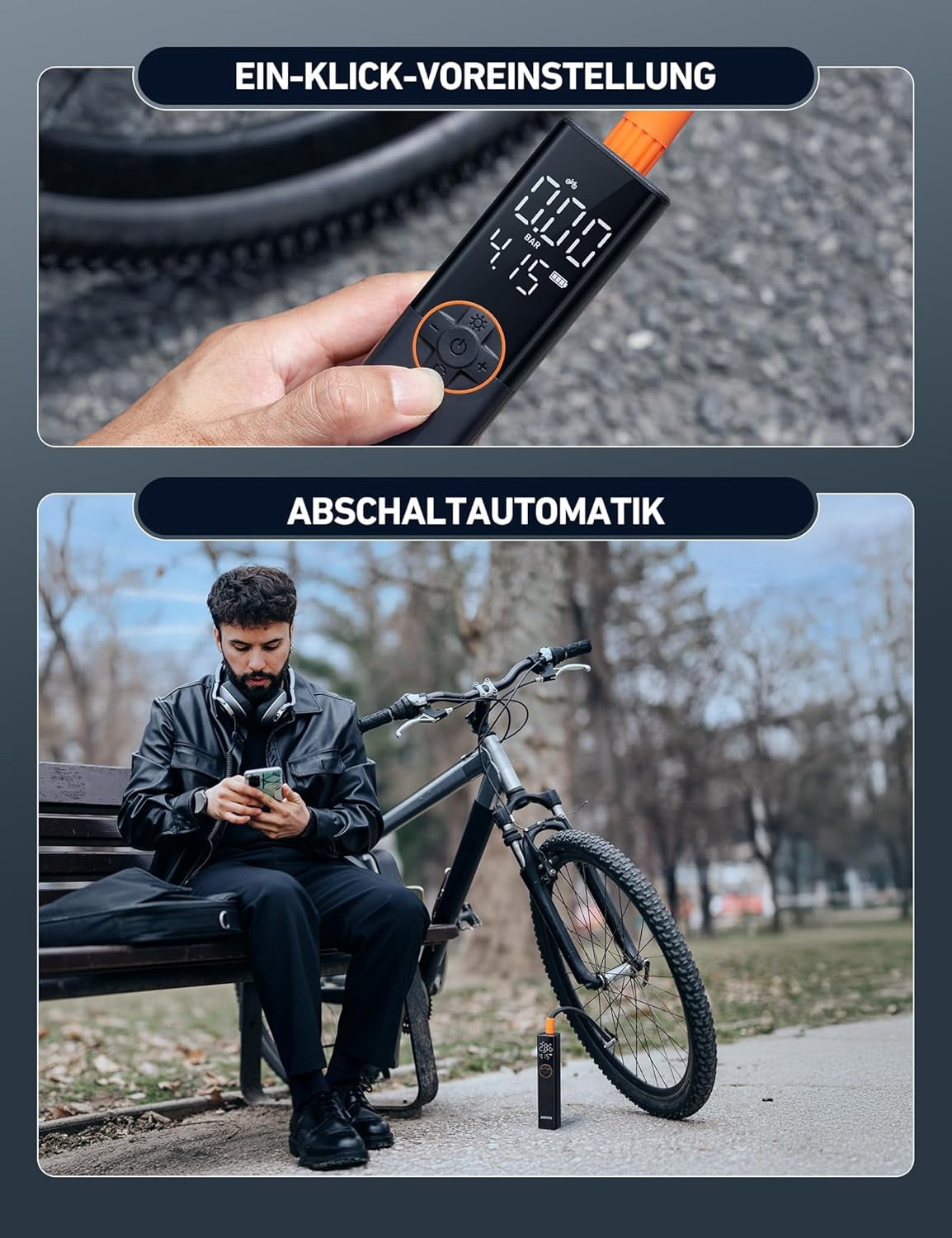AstroAI Bicycle Pump Electric Air Pump, 150 PSI Mini Portable Battery Bicycle Pump All Valves, High Voltage Motor Specially for Bicycle, Rechargeable for City Bike, Road Bike, Mountain Bike, E-Bike