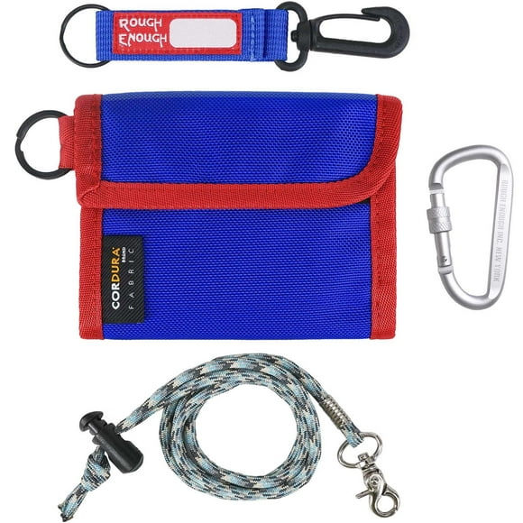 Rough Enough Boys Wallet for Kids Teen Boys First Wallet with Neck Lanyard Keychain Blue