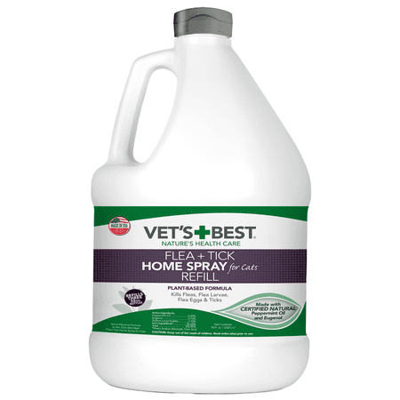 Vet's Best Flea and Tick Home Spray for Cats | Flea Treatment for Cats and Home | Flea Killer with Certified Natural Oils | 96 Ounces