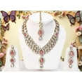 thumbnail image 4 of South Indian Bollywood Gold Plated Kundan AD CZ White & Pink Stone Bridal Matte Finish Short Necklace with Earrings & Maangtikka Jewelry Set, 4 of 6
