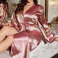 thumbnail image 4 of Agkizg Plus Size Women's Silk Satin Bathrobe,Long Robes for Women's House Robes,Womens Plus Size Casual Stylish Floral Print Satin-Like Robe Comfortable Pajamas Loungewear Wear, 4 of 4