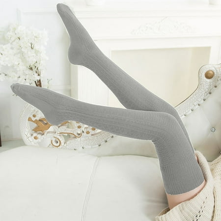 

Knosfe Soft Casual Drawstring Winter Stockings Thicker Cozy Warm Thigh High Socks for Women