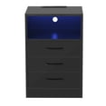 thumbnail image 6 of uhomepro Nightstand for Bedroom with USB Charging Ports, Wireless Charging and Remote Control LED Light, Wood End Table Bedroom Furniture, Vertical Storage Cabinet for Closet, Entryway, Office, Black, 6 of 12