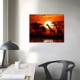 thumbnail image 3 of COMIO African Landscape Picture Canvas Prints Wild Giraffes At Sunset Wall Art Modern Black and White Red Animal Painting for Farmhouse Home Living Room Decor (20x16inch-No Framed), 3 of 4