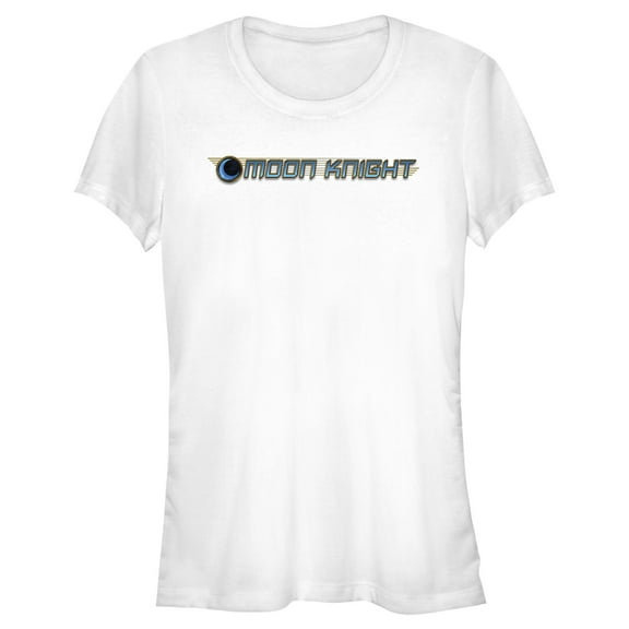Junior's Marvel: Moon Knight Blue Horizontal Logo  Graphic Tee White 2X Large