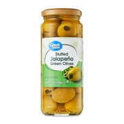 Great Value Stuffed Jalapeno Green Olives, 7oz Jar