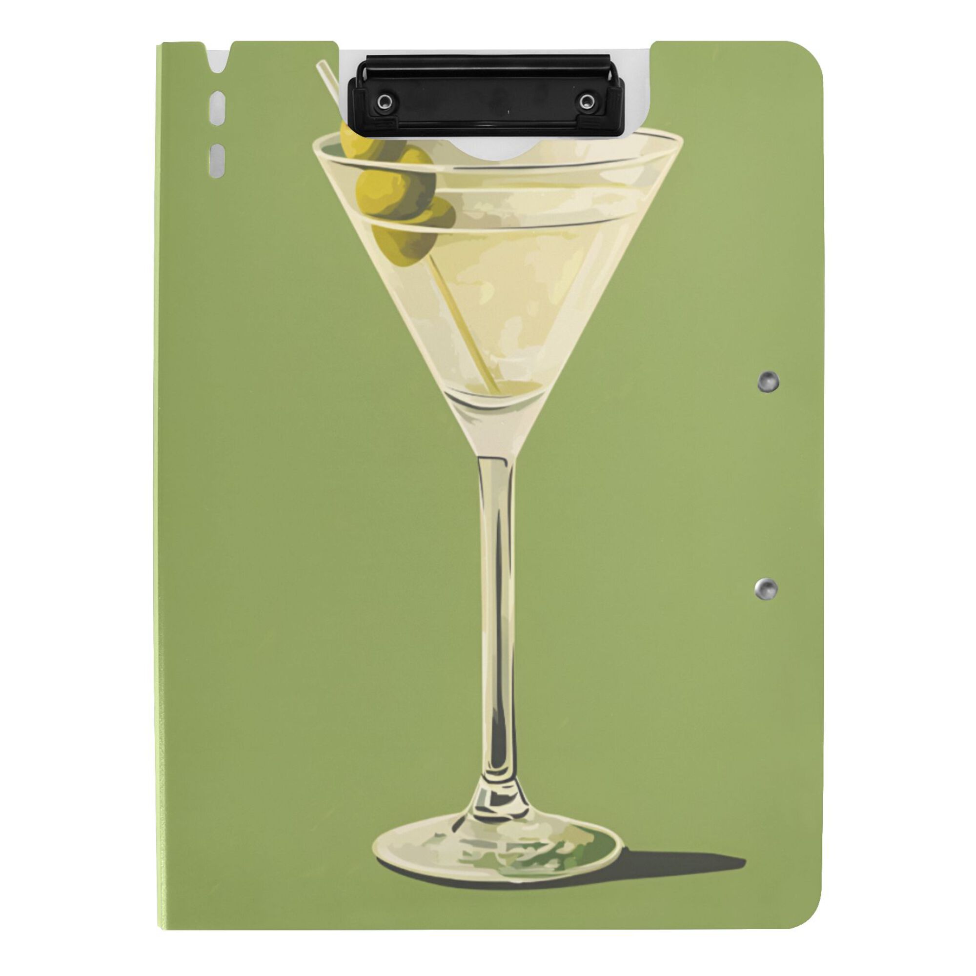 FORMRS A4 Clipboard Folder with Pen Holder Horizontal Foldable School Office Binder, Martini with Olive