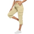 thumbnail image 5 of Capri Pants for Women Summer Quick Dry Drawstring Cargo Capris Outdoor Golf Hiking Pants with Pockets, S, 5 of 6