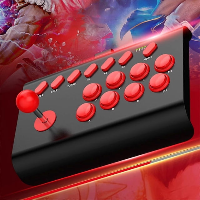 Joystick Y02 para juegos de lucha con soporte extensible, conexión de 3 modos y función macro/TURBO.