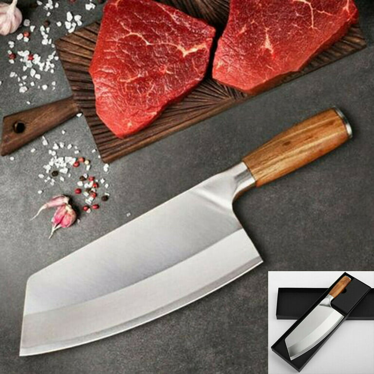 HEZHEN Chinese Chef Knife 6.8 Inch- Meat Cleaver, Chinese Cleaver  Knife,Vegtable Cleaver，Cut Meat knife,Premium Damascus Powder Steel-Natural  Rosewood