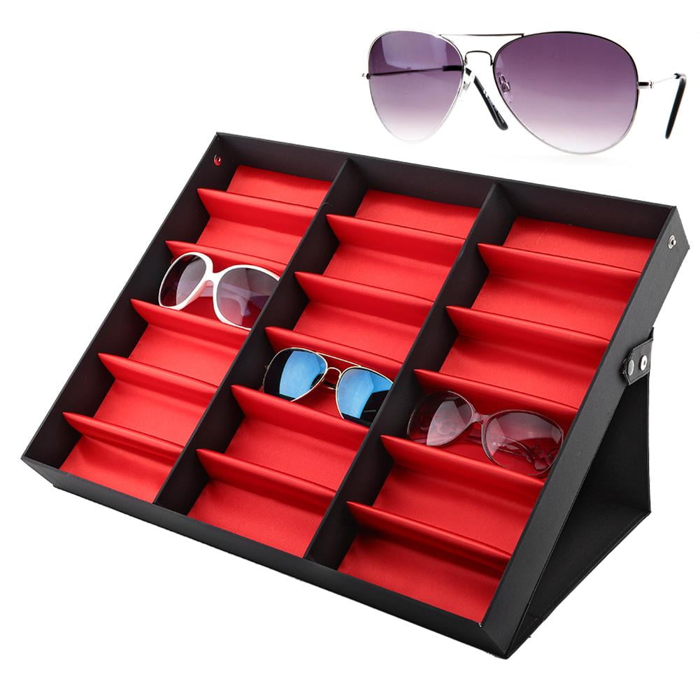 TOPINCN 18 Grids Glasses Display Stand Sunglasses Storage Box Glasses  Jewelry Organizer, Eyeglasses Display Box, Glasses Storage Box