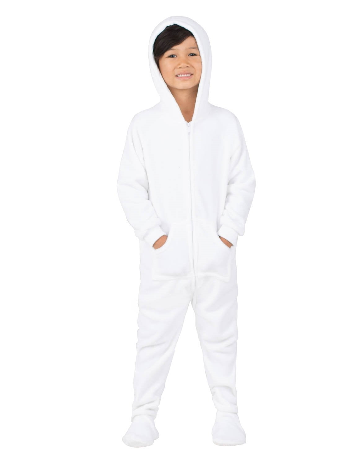 White fluffy onesie deals child
