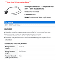 thumbnail image 2 of Headlight Connector - Compatible with 2001 - 2005 Mazda Miata 2002 2003 2004, 2 of 2