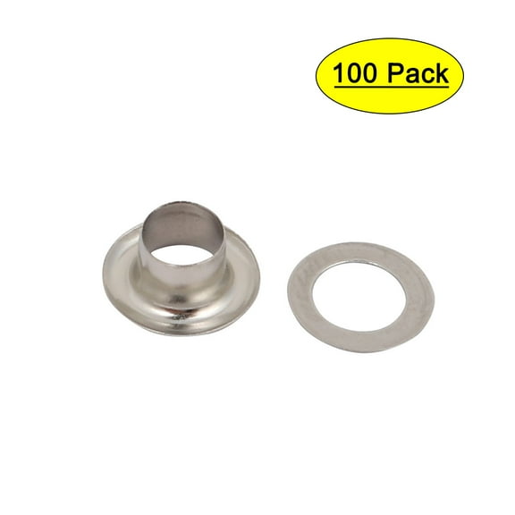 Unique Bargains 100pcs 4.5mm Iron Eyelet Grommets Silver Tone w Washers for Clothes Leather