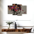 thumbnail image 3 of Elephant Stock Fluttering Afro Pop Wall Art - Horizontal Multi Panel Canvas - Living Room Wall Decor - People Multi Panel - Blue And Black Decor - 36" x 22", 3 of 8