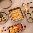 thumbnail image 3 of MindyLLL 5-Piece Golden Baking Set | Non-Stick Carbon Steel Cookie Sheet, Pizza Pan, Loaf Pan, Square Pan & Muffin Tin | Oven to Table Serveware, 3 of 5