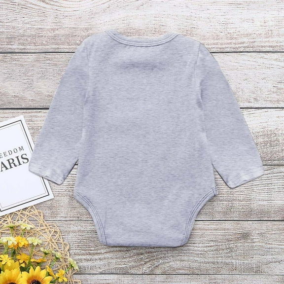 Baby Boys Girls Bodysuits Solid Color Long Sleeve Letter Printing Jumpsuit Baby Boys Girls Soft Minimalist Fasionable Bodysuits,0 -3 Months