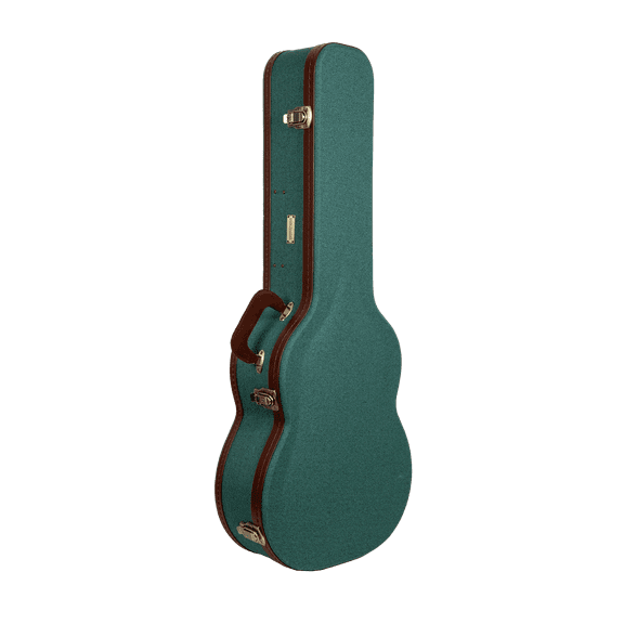 Crossrock Master Series - Wooden 4/4 Classical Guitar Case - Security Lock, Genuine Leather Handle, Reinforced Hardware, Metal Feet, Storage Space- Malachite Blue Tweed