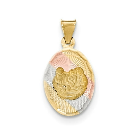 14k Yellow Gold and Rhodium Religious Pendant