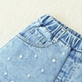 thumbnail image 5 of Otqutp Girls Jean Shorts Pearl Cute Straight Leg Denim Shorts Baggy High Waist Plus Size Jeans Casual Y2k Jeans Trendy Bottoms, 5 of 8